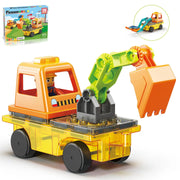 16pc Magnetic Build-A-Construction-Vehicle Set