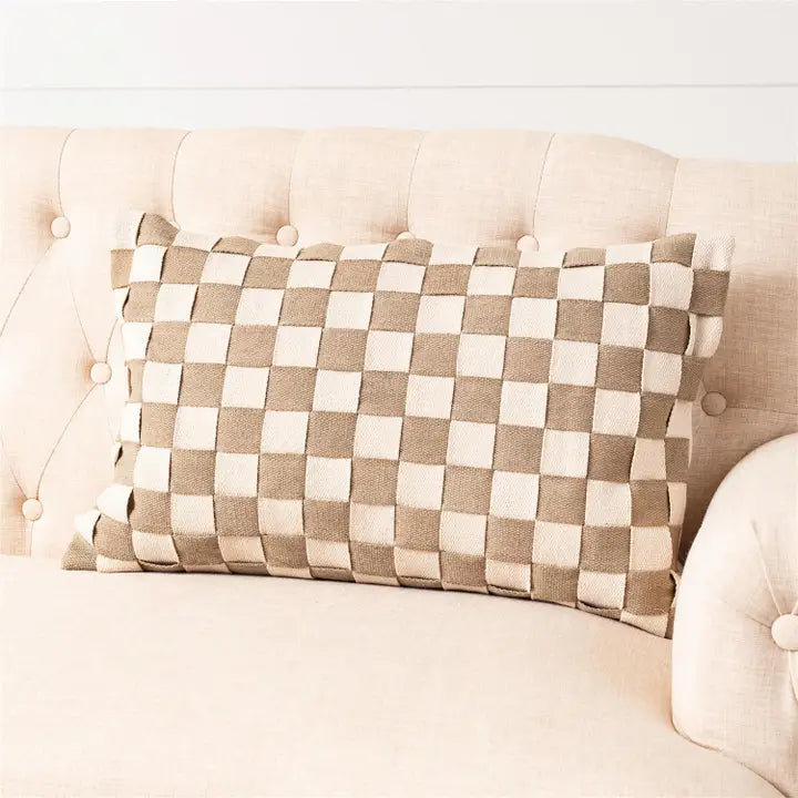 Woven Check Lumbar Pillow