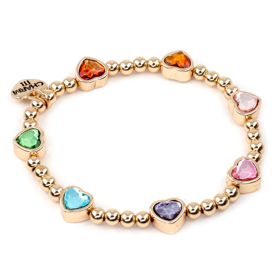 Sparkle Heart Stretch Bead Bracelet