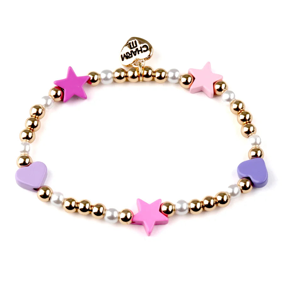 Heart & Star Stretch Bead Bracelet