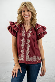 Flutter Kiss Embroidered Top