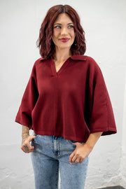 Madelyn Burgundy Knit Top