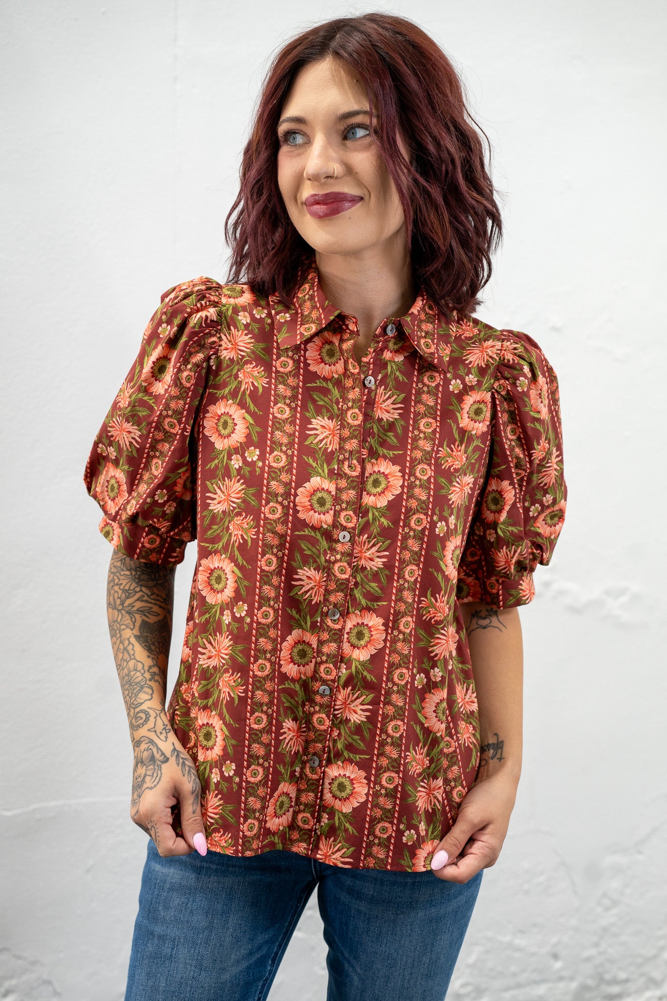 Harvest Blooms Button-Down Top