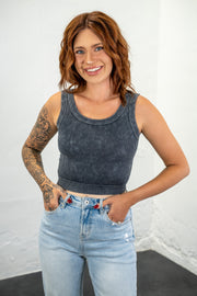 Britt Ash Black Ribbed Crop Top