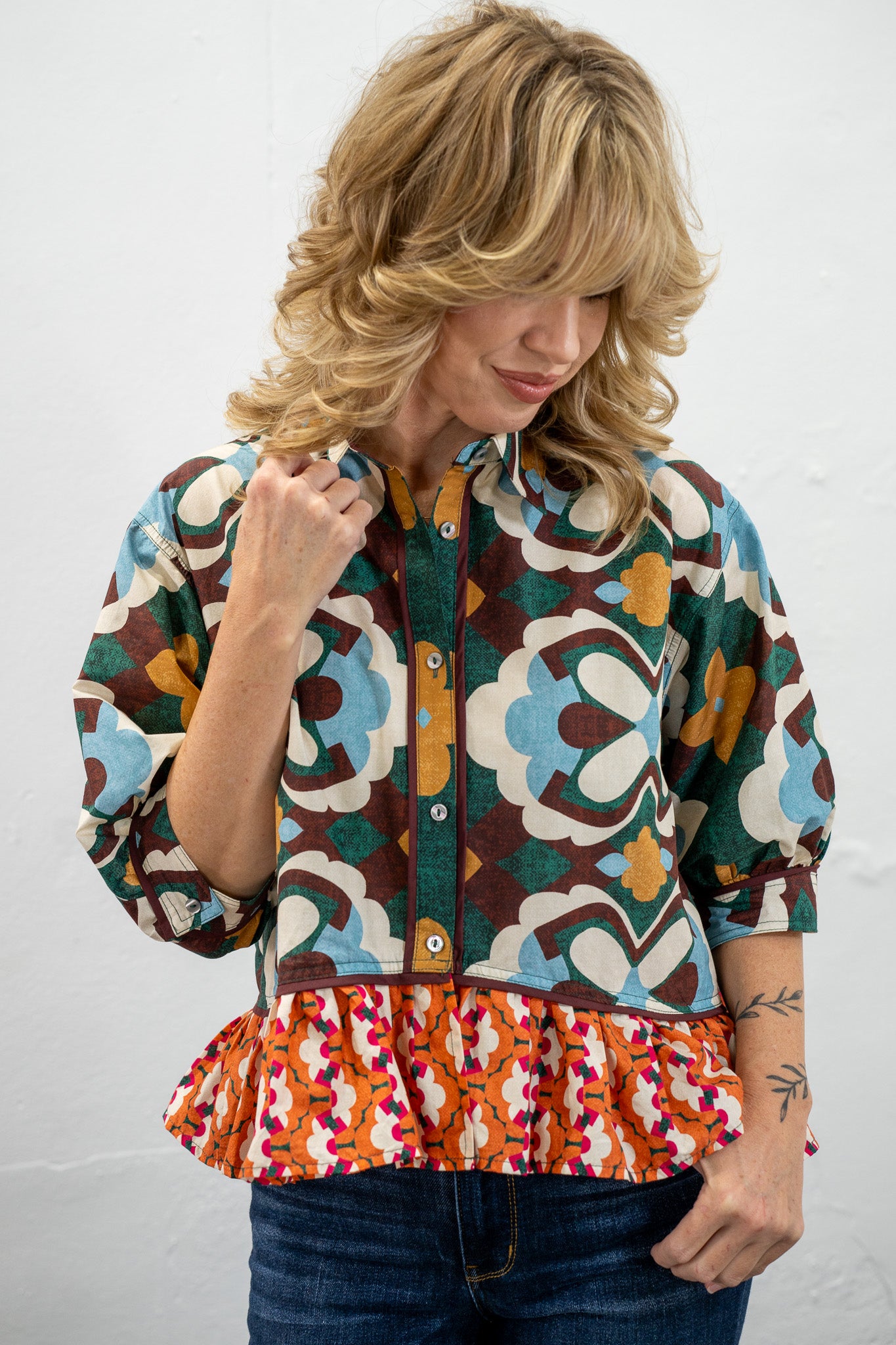 Hillary Mix Print Top