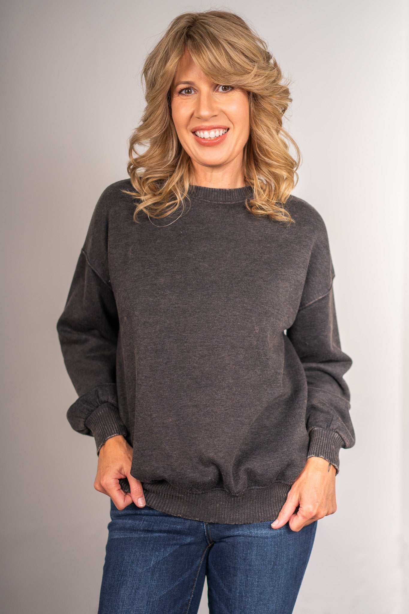 Slow Mornings Charcoal Pullover