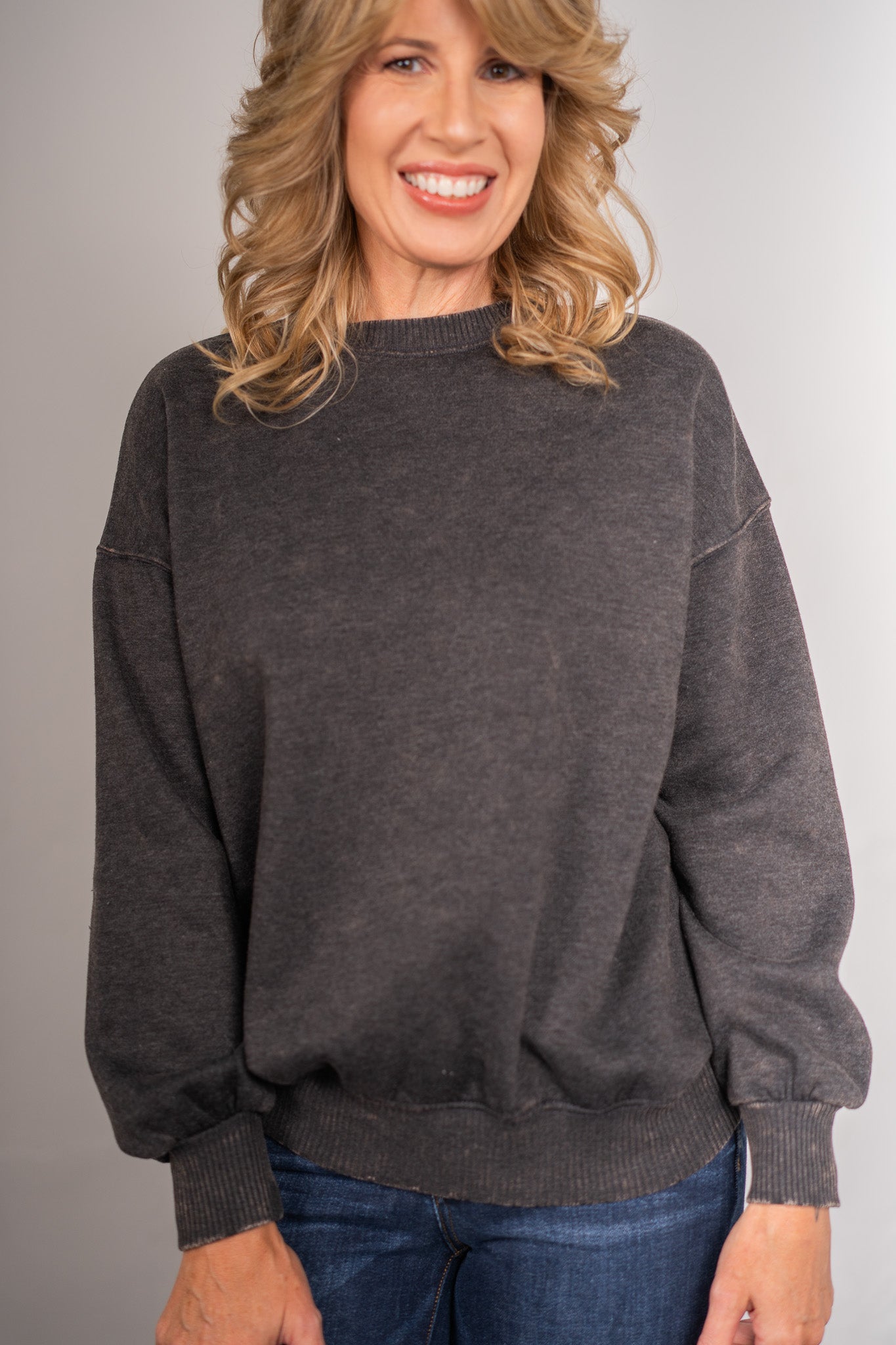 Slow Mornings Charcoal Pullover