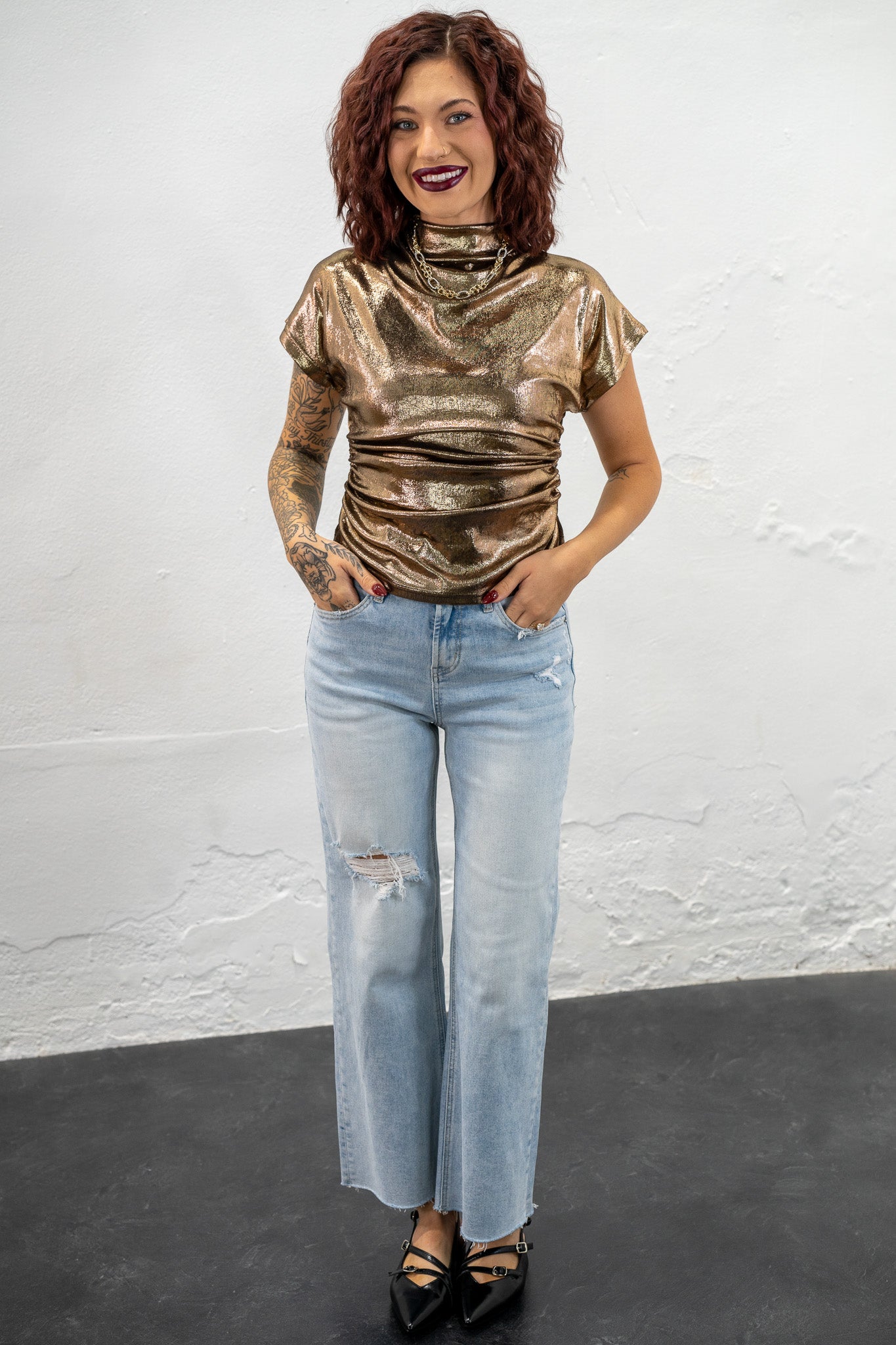 Miss Priss Gold Shimmer Top