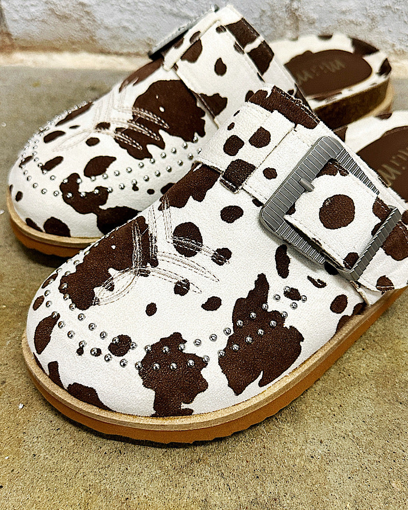 Dolly Cow Print Clogs