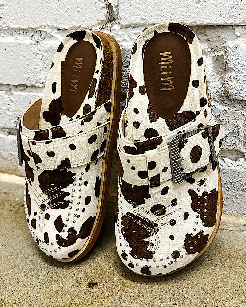 Dolly Cow Print Clogs