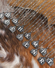 Initial Cattle Tag Necklace