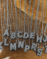 Checker Initial Necklace
