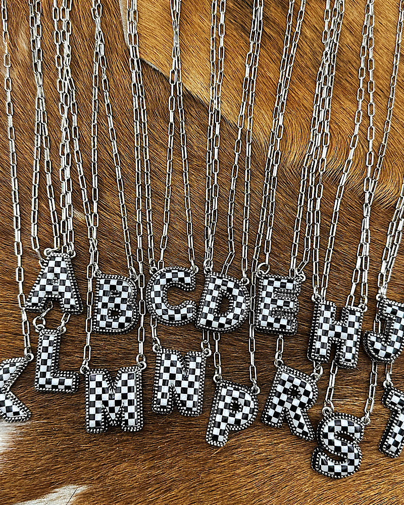 Checker Initial Necklace
