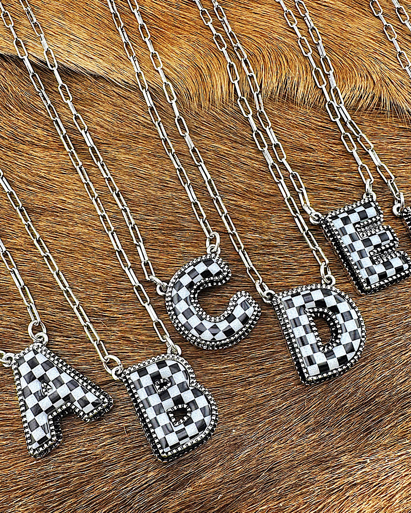 Checker Initial Necklace