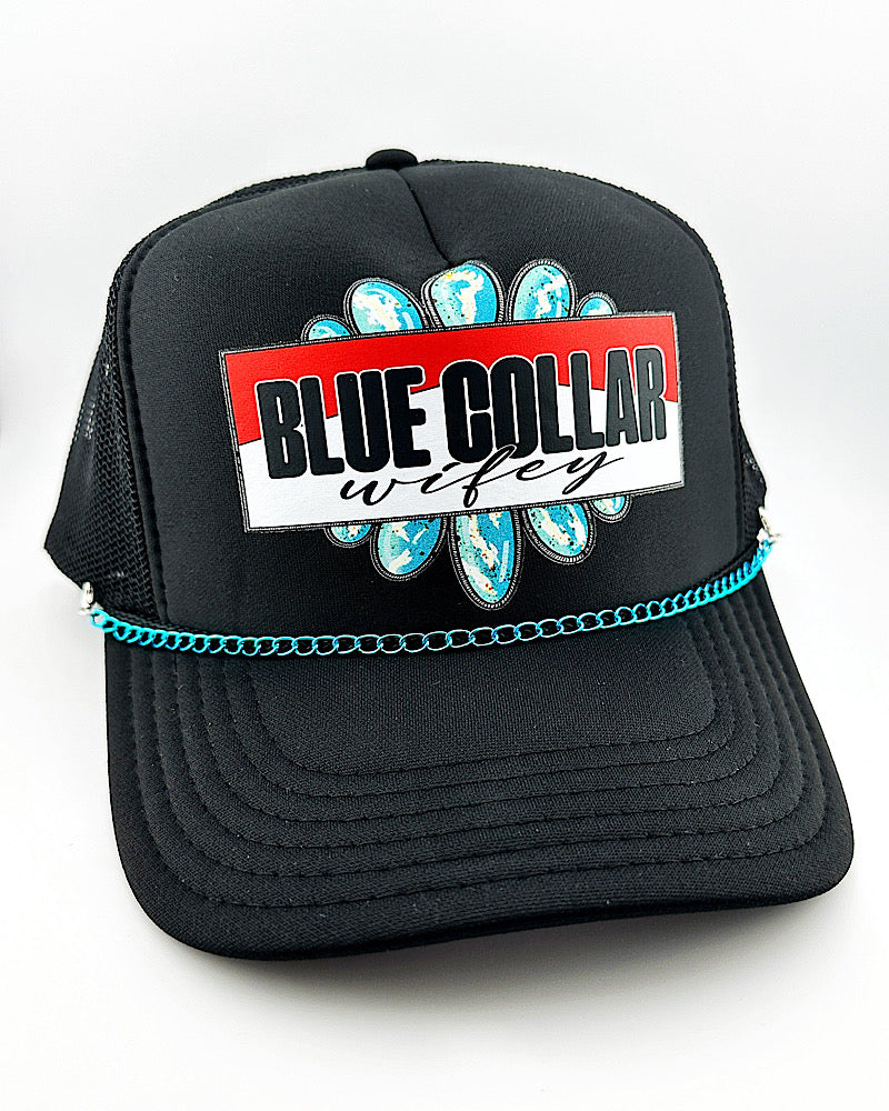 Blue Collar Wifey Chained Trucker Hat