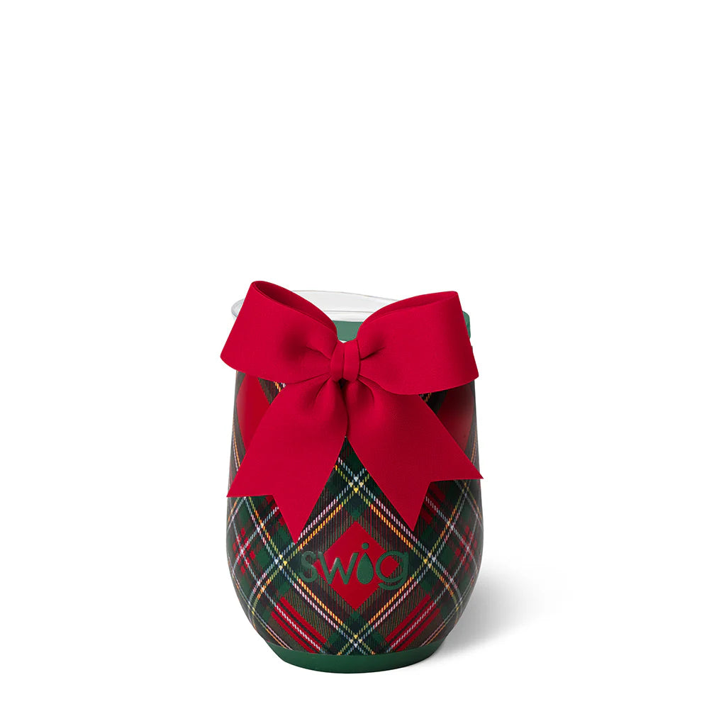 Christmas Plaid 12oz Stemless Wine
