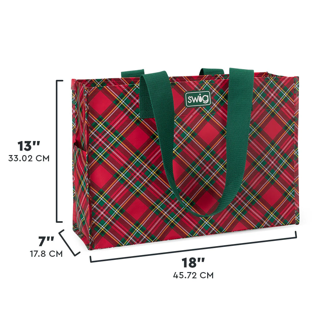 Christmas Plaid Large Reusable Tote