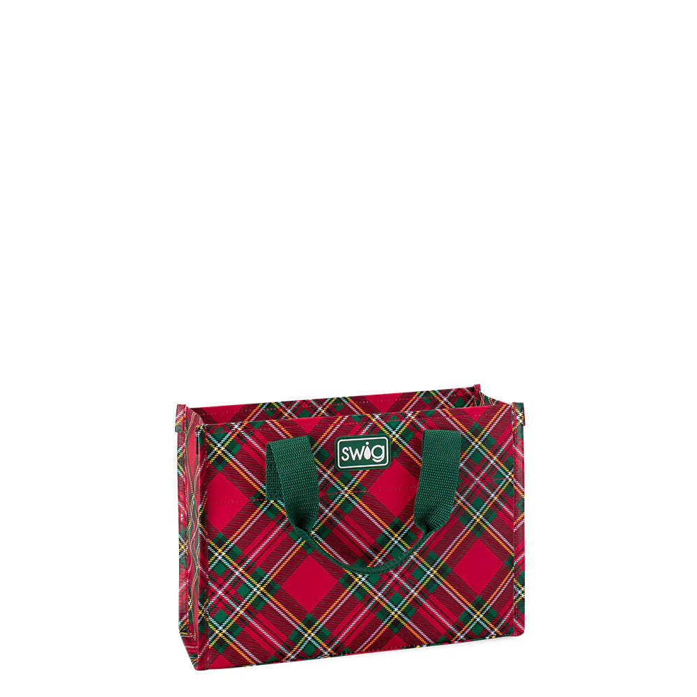 Christmas Plaid Small Reusable Tote