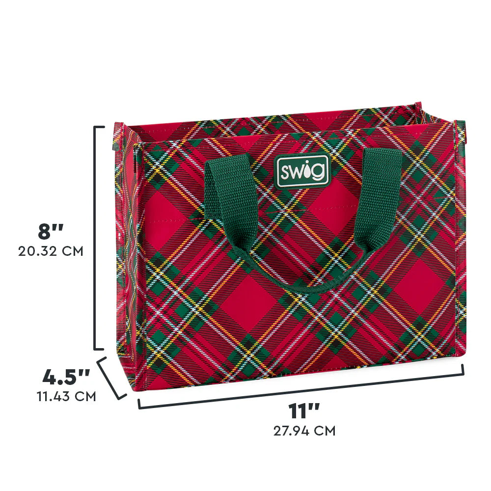 Christmas Plaid Small Reusable Tote