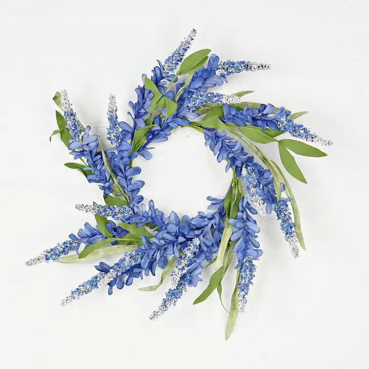 16in Wreath-Blue Bonnet Flowers with Heather