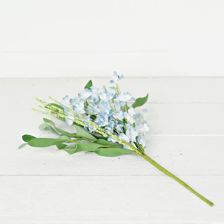 19in Bush-Blue Cream Mountain Flowers Pick