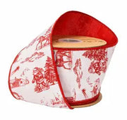 4" Red Christmas Toile Ribbon