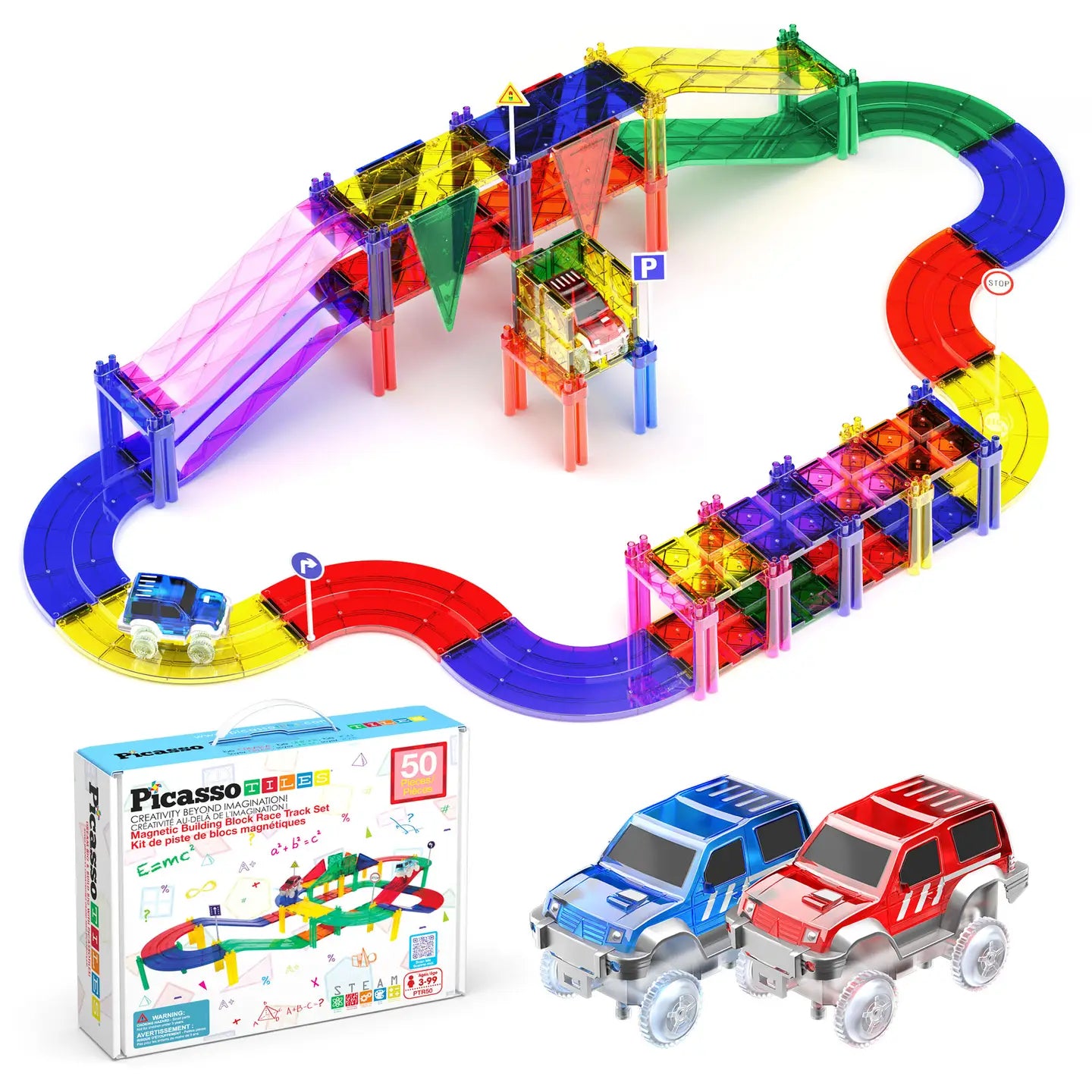 50 Piece Magnetic Racetrack Tiles Set