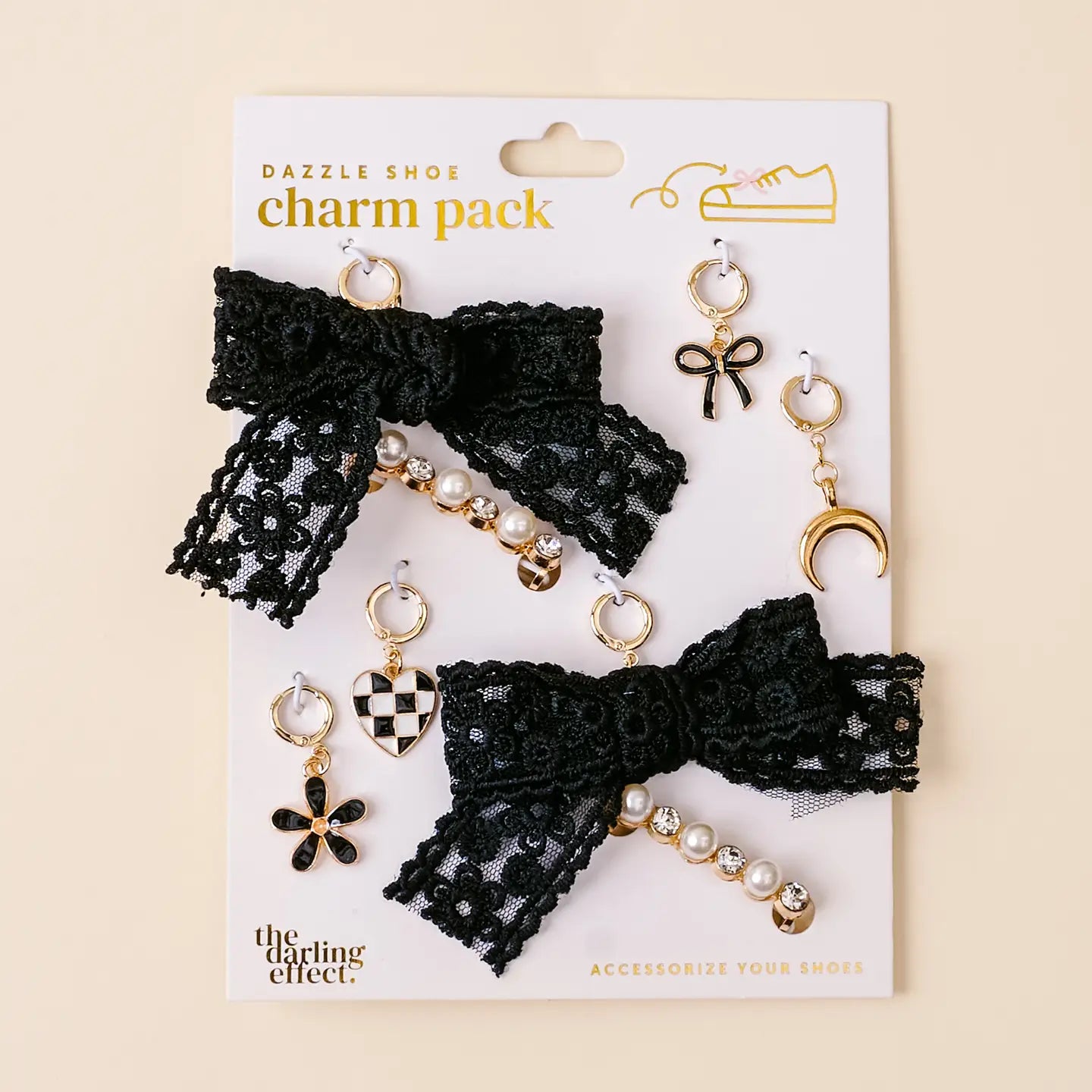 Black Lace Shoe Charm Set