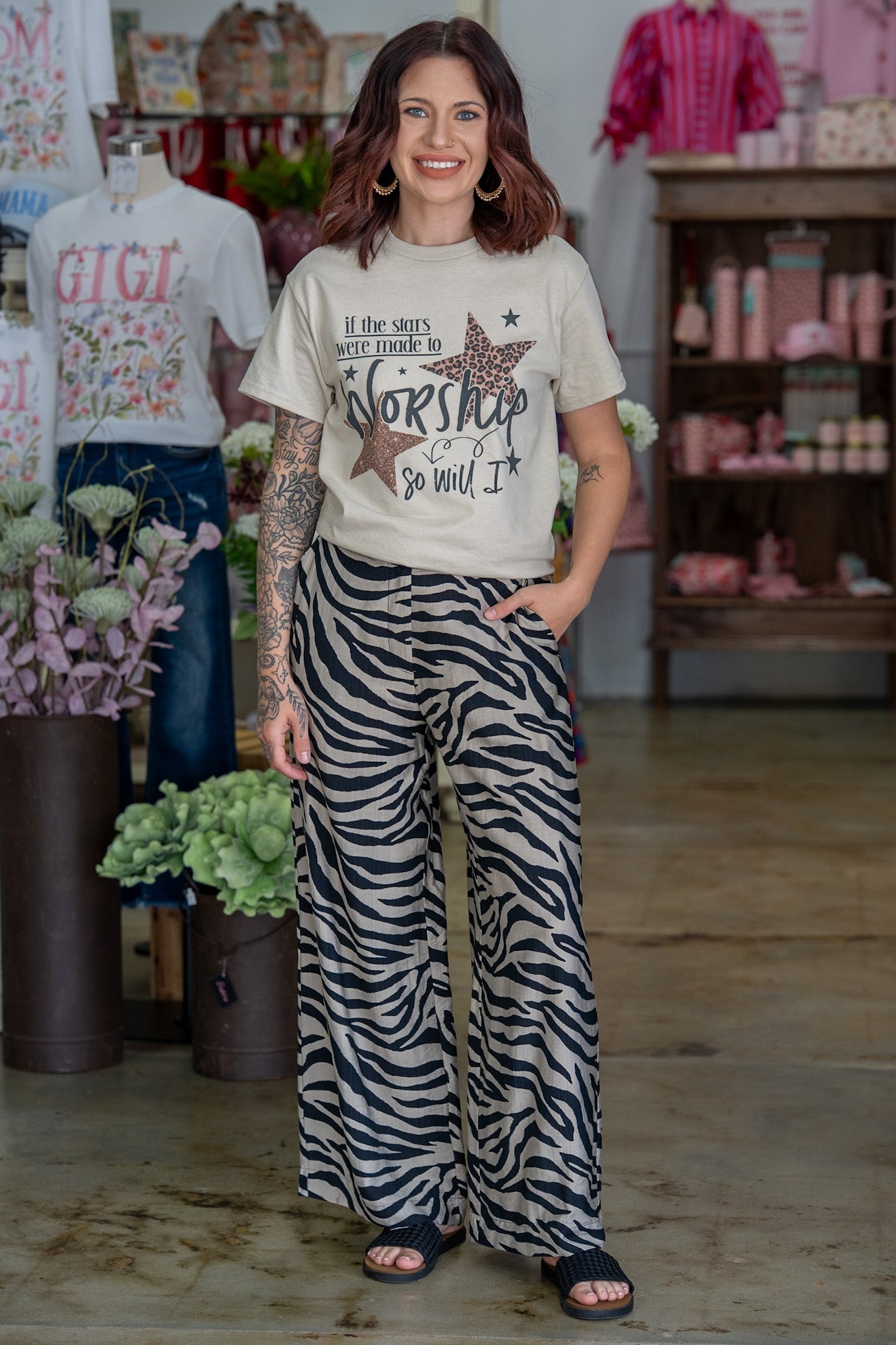 Zoey Zebra Wide Leg Pants