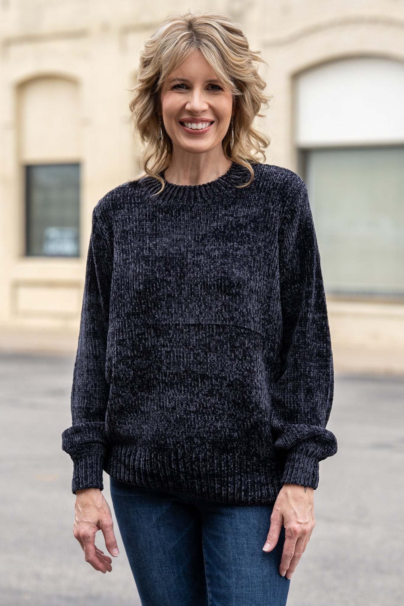 Cozy Up Black Chenille Sweater