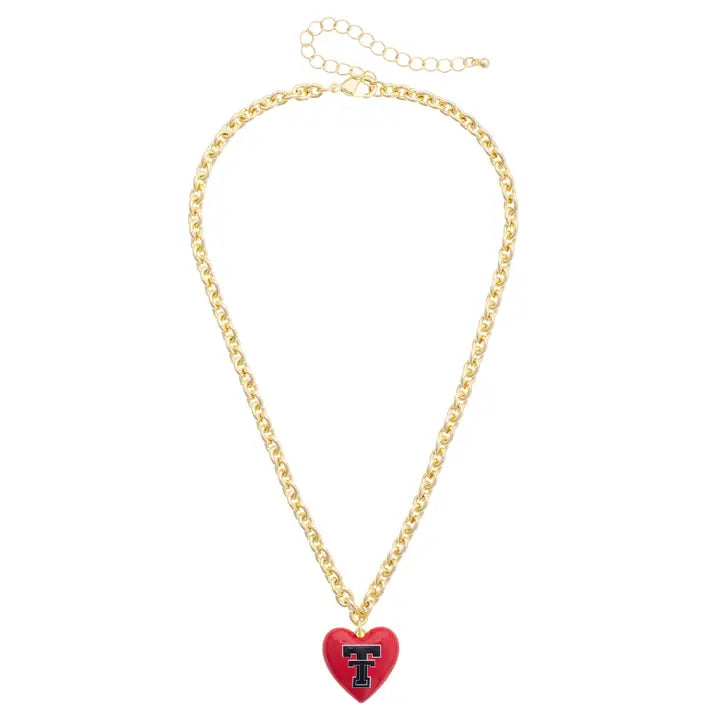 Red Raiders Heart Necklace