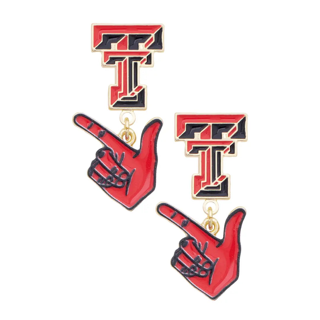 Red Raiders Enamel Drop Earrings