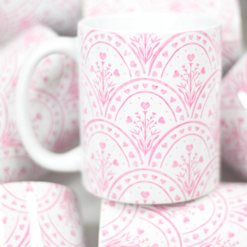 Pink Decorative Valentine's Ceramic Mug