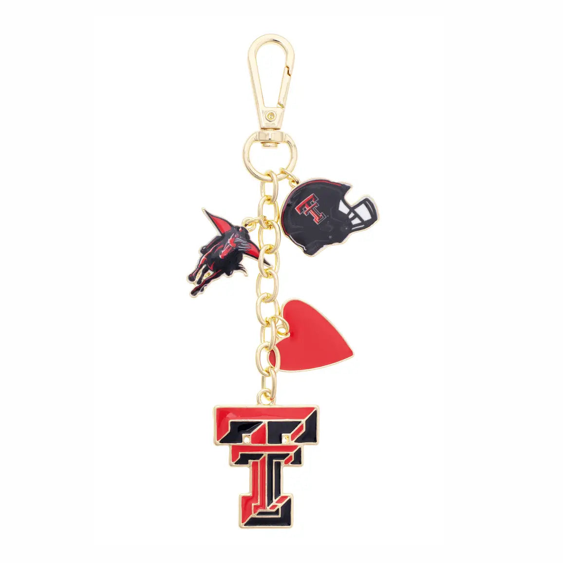 Red Raiders Heart Cluster Bag Charm