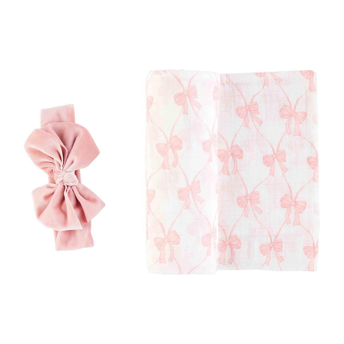 Pink Bow Swaddle & Headband