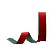 1" Reversible Velvet Red/Green Ribbon