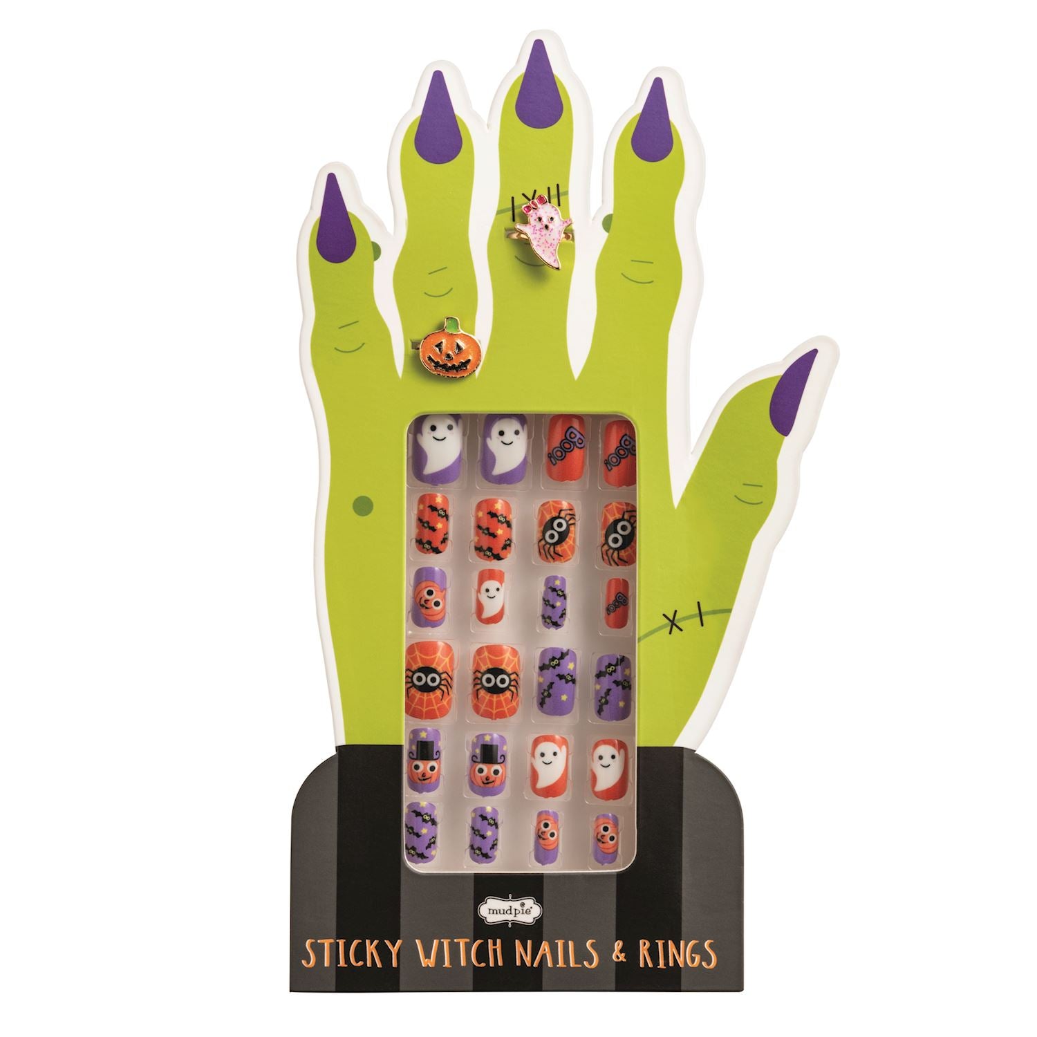 Black Halloween Ring & Nail Set