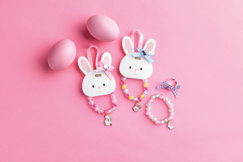Pink Easter Charm Bracelet & Ring Set