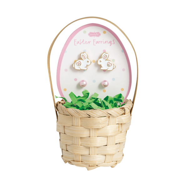 Side Bunny Easter Stud Earring Basket Set