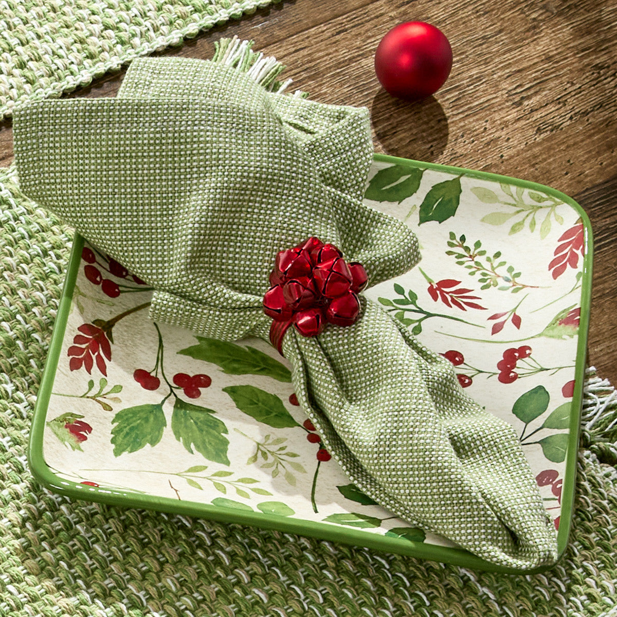 Basketweave Napkin - Evergreen