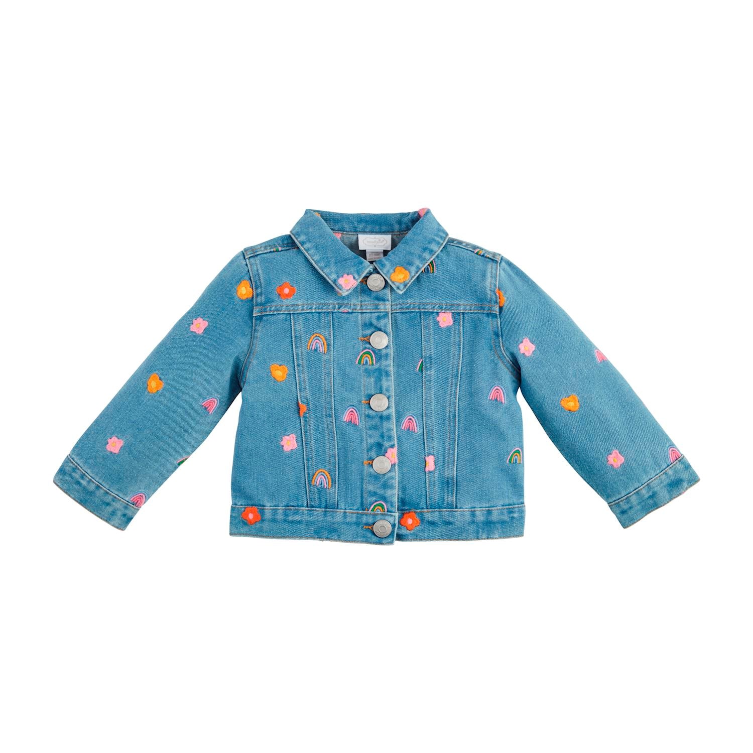 Rainbow & Flowers Denim Jacket