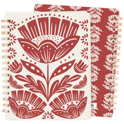 Red Folk Floral Spiral Notebook