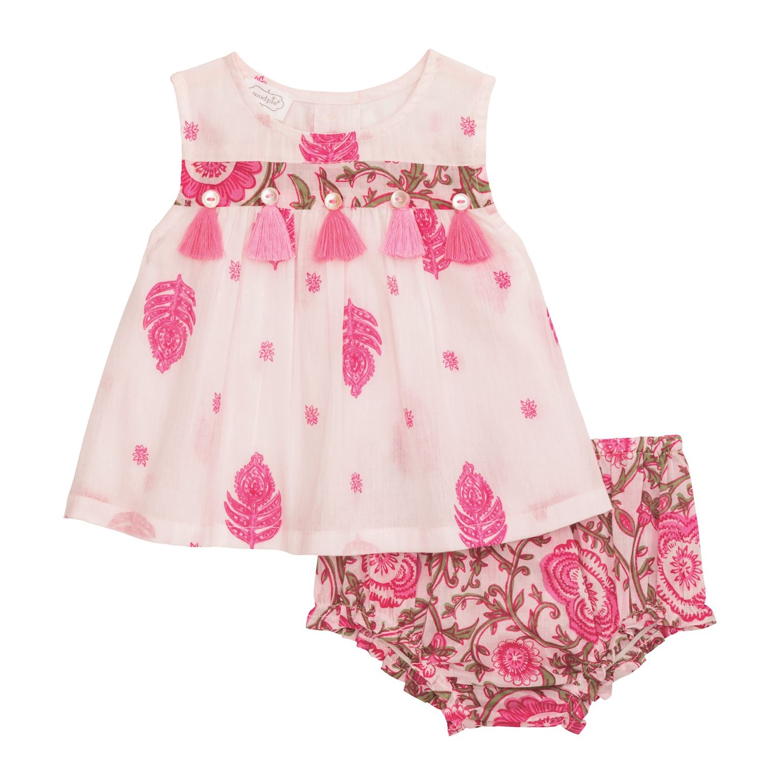 Mixed Block Print Pinafore Set