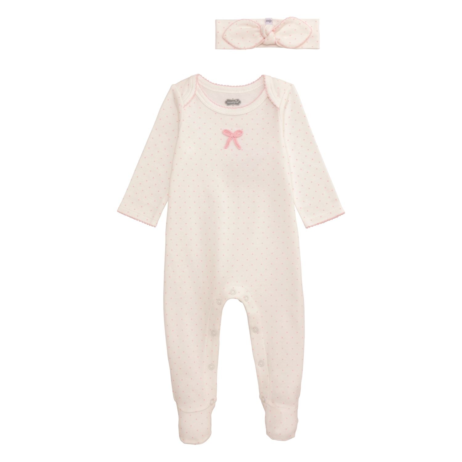 2pc Dot Bow Sleeper & Headband Set