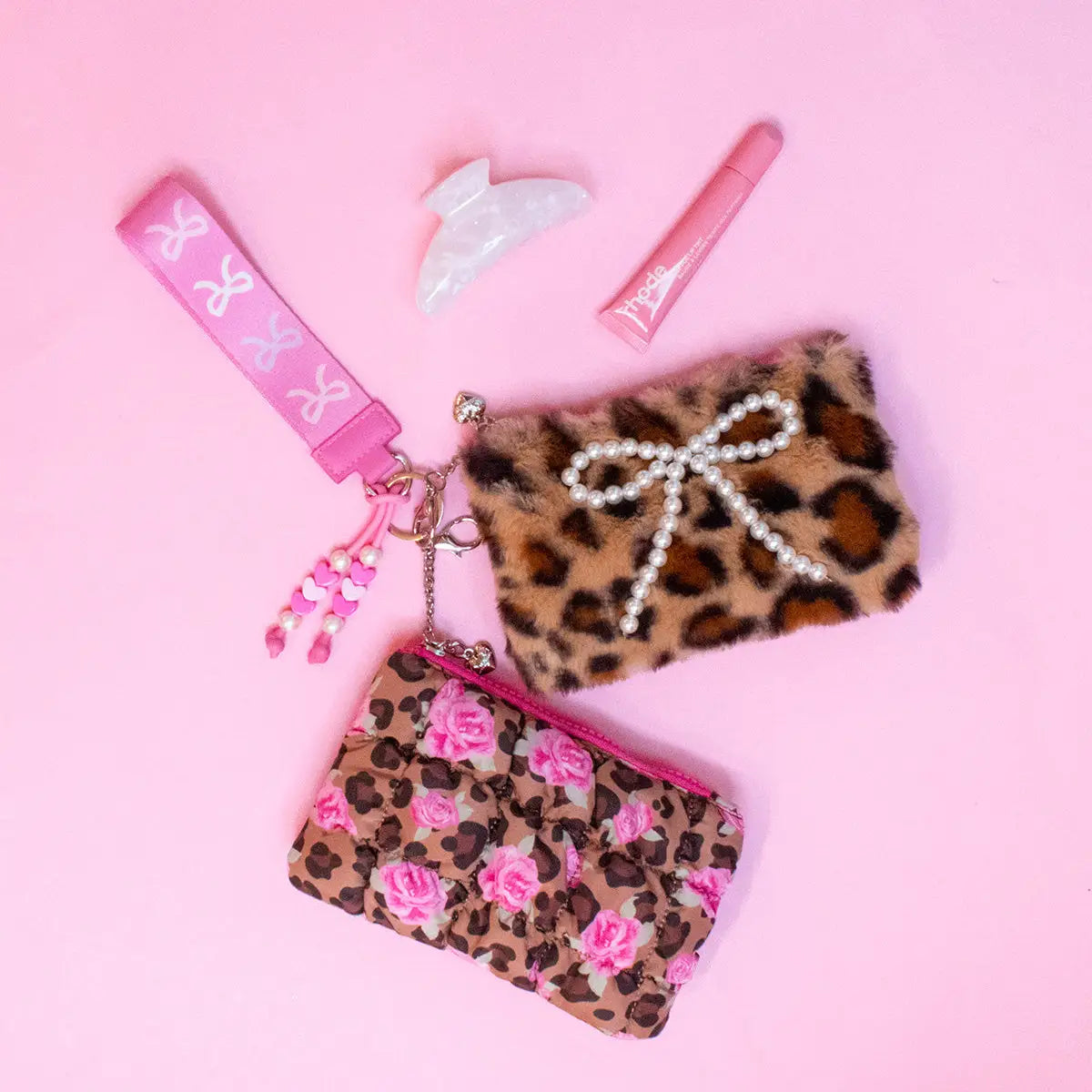 Leopard & Roses 3pc Wristlet Set