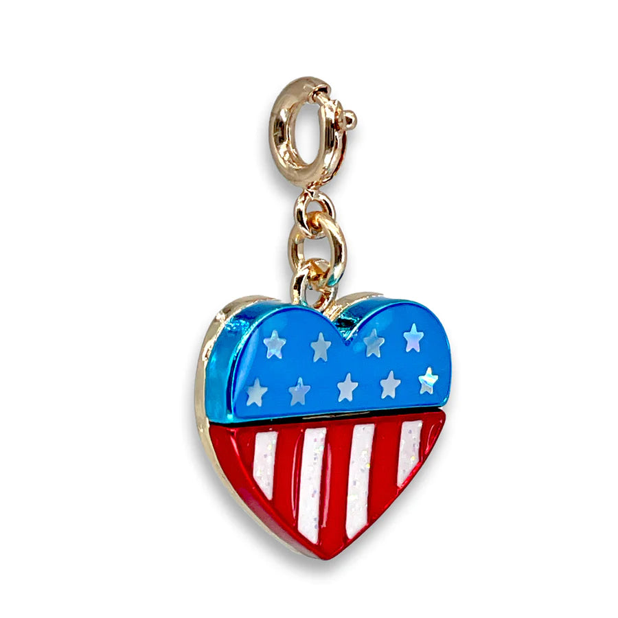 Glitter Flag Heart Charm