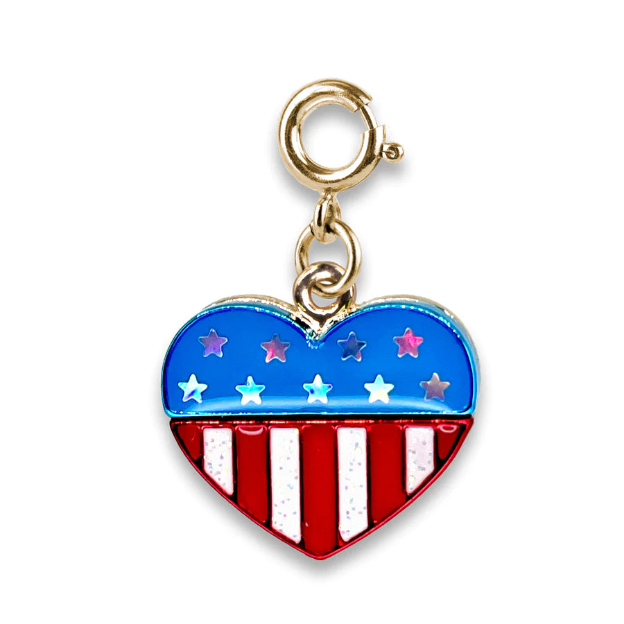 Glitter Flag Heart Charm