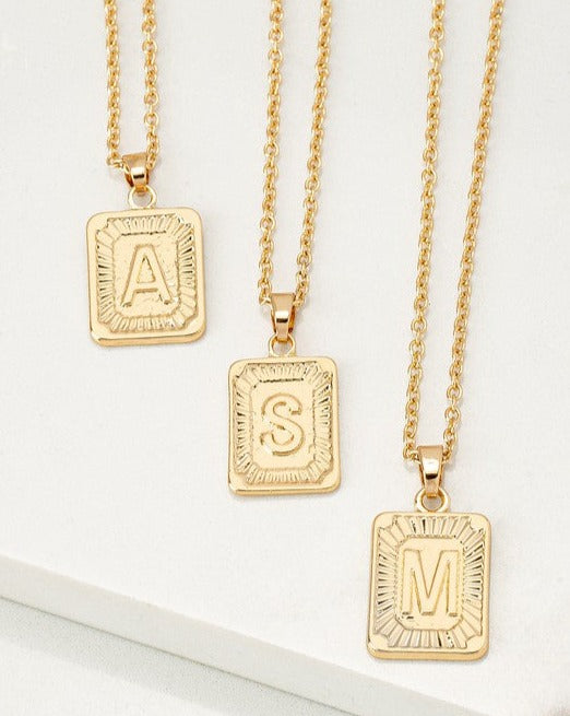 Golden Initial Tag Necklace