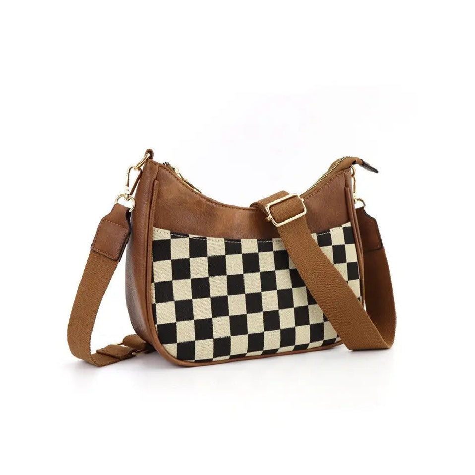 Cory Brown Checkered Crescent Bag