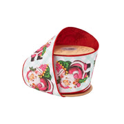 4" Retro Pink Santa w/ Sack Wire Ribbon